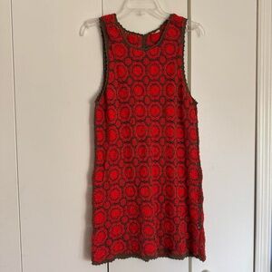Free People Red and Black Floral Mini Dress crochet